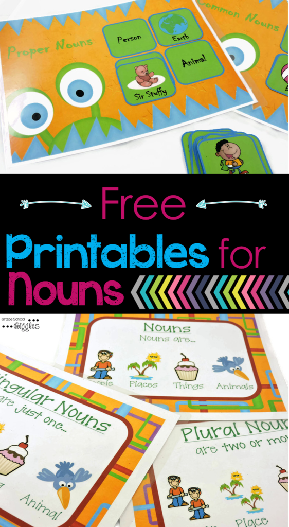Over the years, I’ve been given many different grammar textbooks & workbooks. None of them were exciting. That's why I started creating my own resources. If you're looking for fun ideas, games, or anchor charts for teaching grammar, check out these free printables for teaching nouns. This free common and proper noun sort is a perfect way for kids to practice. The posters cover identifying nouns, singular & plural nouns, the spelling rules for plural nouns, & possessive nouns. #Nouns #Elementary