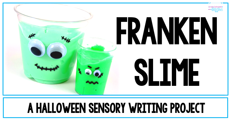 Slime, goo, GAK, silly-putty….Whatever you call it, goo is fun! These “Franken-Slime” cups are a great project to do with the kids. Writing freebies and ideas for cross-curricular integration make it easy to tie this fun Halloween themed activity into your academic standards too! This recipe calls for glue, liquid starch, and food coloring. But, the project works with other slime recipes too.