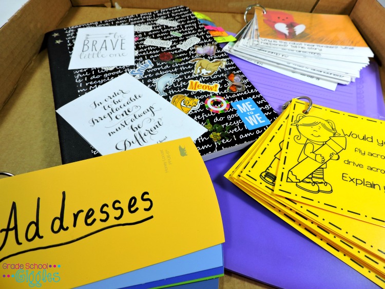 Create Writers with a Writing Box - Spark your students' excitement about writing with a writing box. Fill it with the FREE picture prompts, stationery, and fun "would you rather" questions shared in this post or add your own materials.