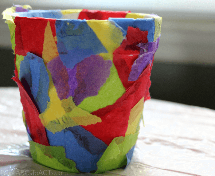 Mothers Day Crafts for Kids Tissue Paper Flower Pot Keepsake Grade 