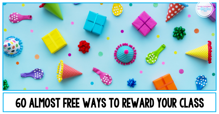 Developing a classroom environment that encourages & celebrates each child’s success is just as important as creating a rigorous one. There are so many ways to celebrate and reward both individual kids and whole classrooms. Classroom rewards don’t even have to cost teachers a penny. Here are 60 ideas for fun free and cheap classroom rewards including simple no-cost ideas and non-food choices. From award certificates to candy there are ideas to fit any classroom system. #classroomrewards #awards