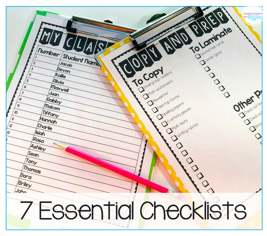 Checklists can be a key tool in your classroom management and organization. That's why every teacher needs these 7 free printable checklists. Whether it's your first year teaching or your tenth, checklists are a tool that makes it easy to track things like the standards you've covered, the prep you'll need to do as you write your lesson plans, important daily and weekly to-do lists, which kids have completed individual assessments or mastered specific learning goals. #Teaching #TeacherChecklists