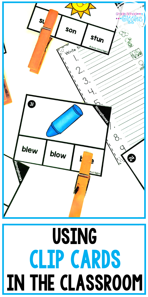 You've probably heard of task cards, but have you heard of clip cards? They're a great classroom tool. Clip cards are awesome for teaching tons of skills like numbers, shapes, math, phonics, and more. Grab some clothespins and get started using them in your classroom with a free set of clip cards using the ideas from this post. Pair them with recording sheets or worksheets. Or, just use the cards for some fun learning activities. #ClipCards