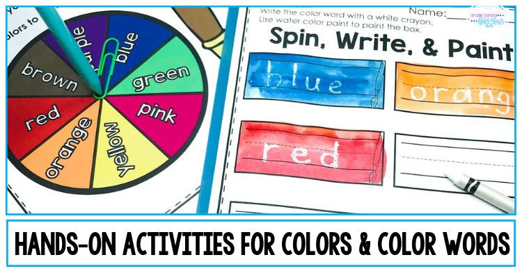 Colors and color words are important skills for kindergarten students to master. Learning to read and write color words helps young students develop independence reading directions and writing simple sentences. This blog post has fun ideas for teaching colors and color words. Plus, there are free printable color word crowns. There are also links to center activities, worksheets, and other resources. #Teach #Colors #Kindergarten #ColorWords