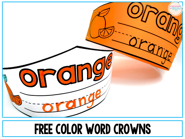 Colors and color words are important skills for kindergarten students to master. Learning to read and write color words helps young students develop independence reading directions and writing simple sentences. This blog post has fun ideas for teaching colors and color words. Plus, there are free printable color word crowns. There are also links to center activities, worksheets, and other resources. #Teach #Colors #Kindergarten #ColorWords