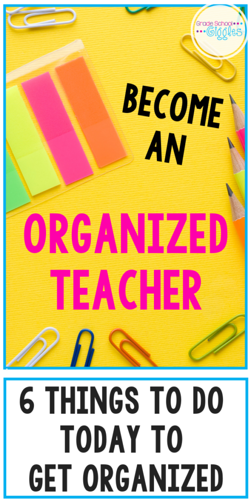 If you want to be an organized teacher, this blog post is a must-read. Learn 6 tips and tricks about how to be an organized teacher. Grab some awesome free printables to help you organize your classroom, including copy notes, substitute binders, and a back to school classroom prep checklist. Get good ideas for organizing important spaces in your classroom like your desk, files, and the different learning areas for your kids. Get organized this back to school season.