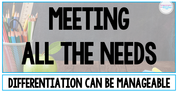 Every teacher knows that meeting the needs of all students is important, but as a busy elementary school teacher planning high quality differentiated instruction can get overwhelming. It doesn't have to though. This blog post shares ideas, strategies, and examples of activities that make differentiating manageable. Plus, you can get a free center rotation PowerPoint chart and some free differentiated activities for math. #Elementary #Teach #Differentiate #Centers