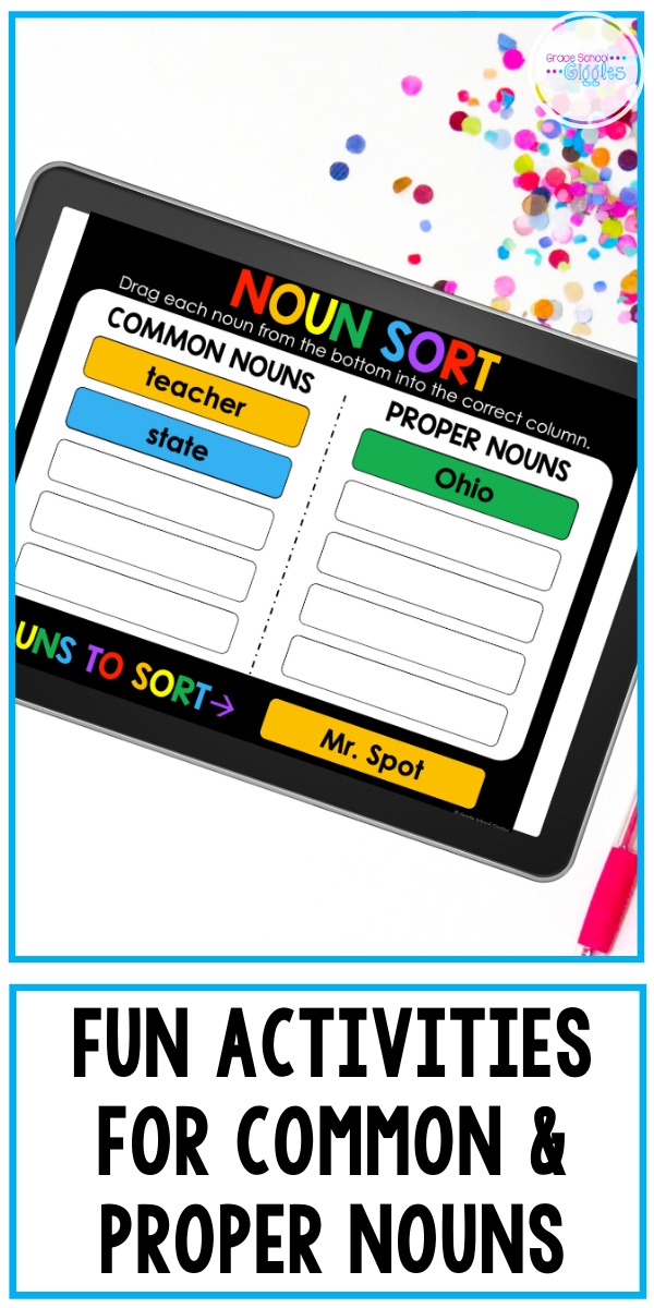 I used to dread teaching my students to identify common and proper nouns. Then, I shifted my lessons away from the workbook and started looking for ways to teach grammar with engaging activities instead. I started using interactive worksheets, partner games, centers, etc. Cut and paste exercises, word sort activities, craftivity projects, and coloring pages engaged my students. Grammar was finally fun! #FirstGrade #SecondGrade #ThirdGrade #CommonAndProperNouns