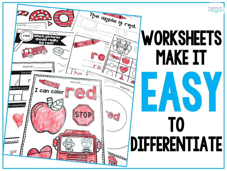 Worksheets make it easy to differentiate