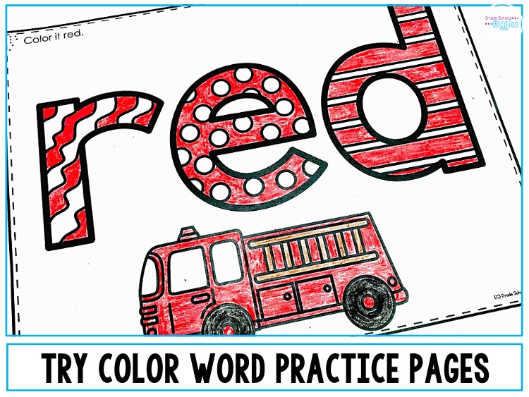 Try Color Word Practice Pages To Teach Color Words
