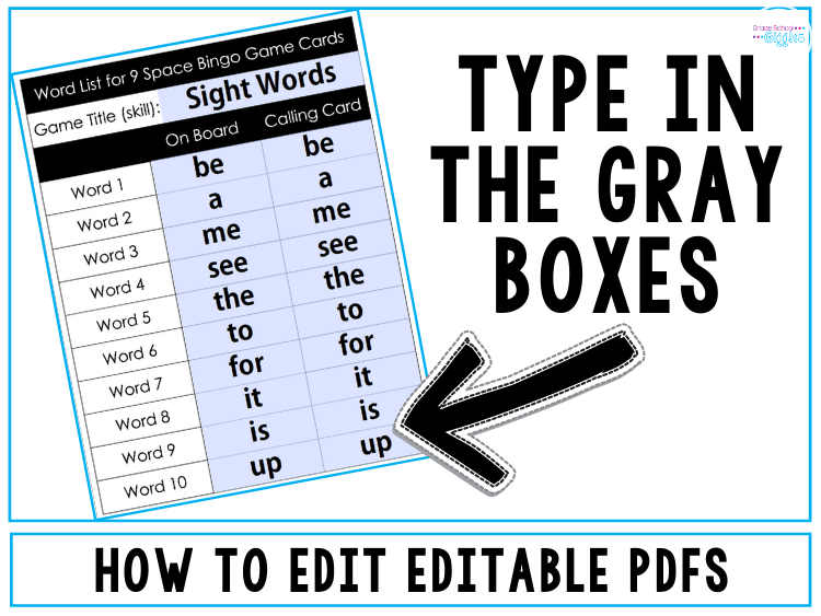 How to Edit Editable PDFS
Type in the Gray Boxes