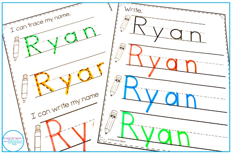 Editable name writing practice activity pages
