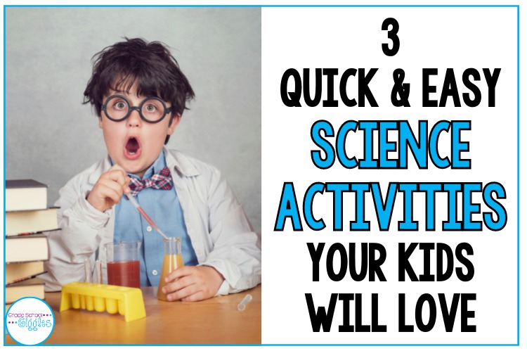 Boy doing a science experiment. Title: 3 Quick and Easy Science Activities Your Kids Will Love