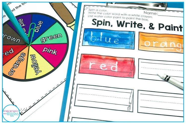 Spin, write, and paint color words