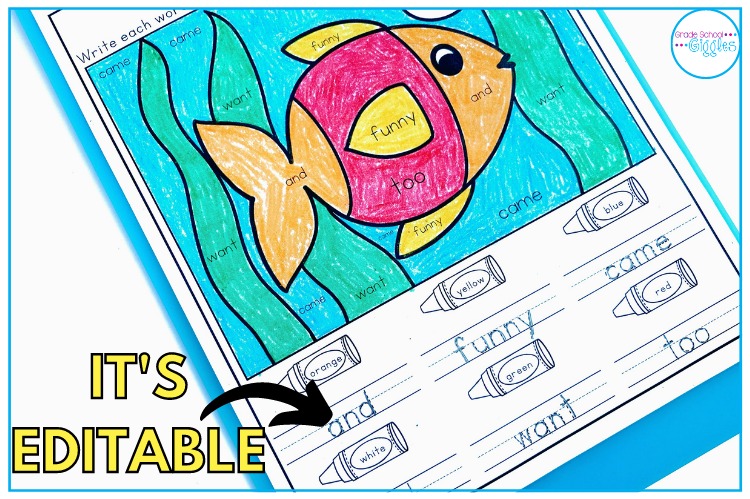 Free Editable Sight Word Coloring Pages