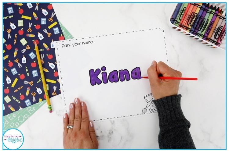 A water color name writing worksheet with the name Kiana.