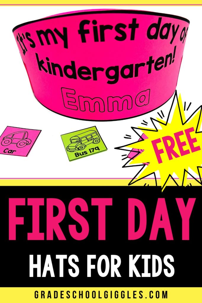 Free First Day of School Hats for Kids