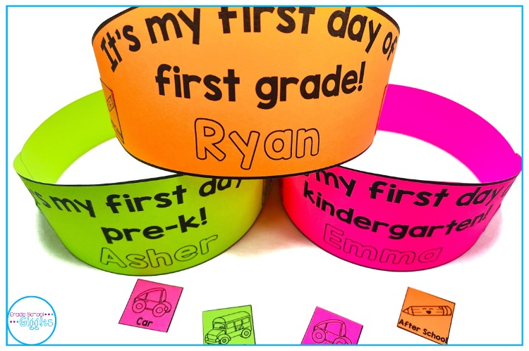 Free printable first day of school hats, crowns, or headbands