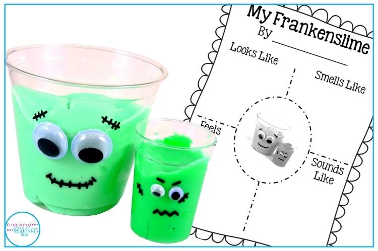 Frankenslime sensory writing and slime making activity