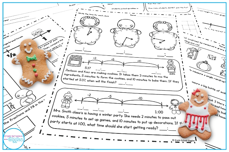 3rd grade gingerbread man themed math worksheets