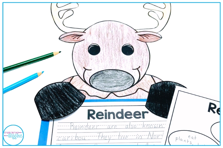 Reindeer research writing craft activity