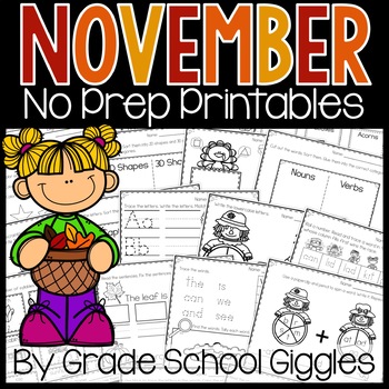 November No Prep Worksheets For Kindergarten