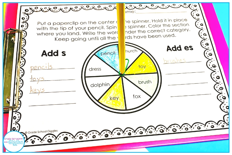 Interactive worksheet for plural nouns