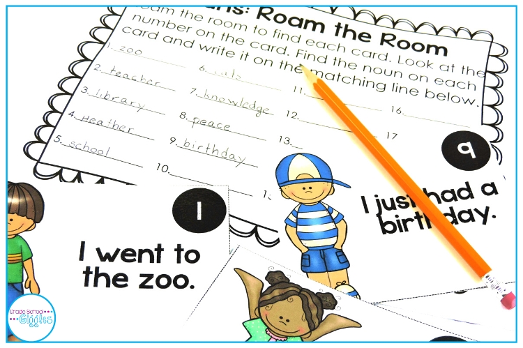 Write-the-room activity for noun identification