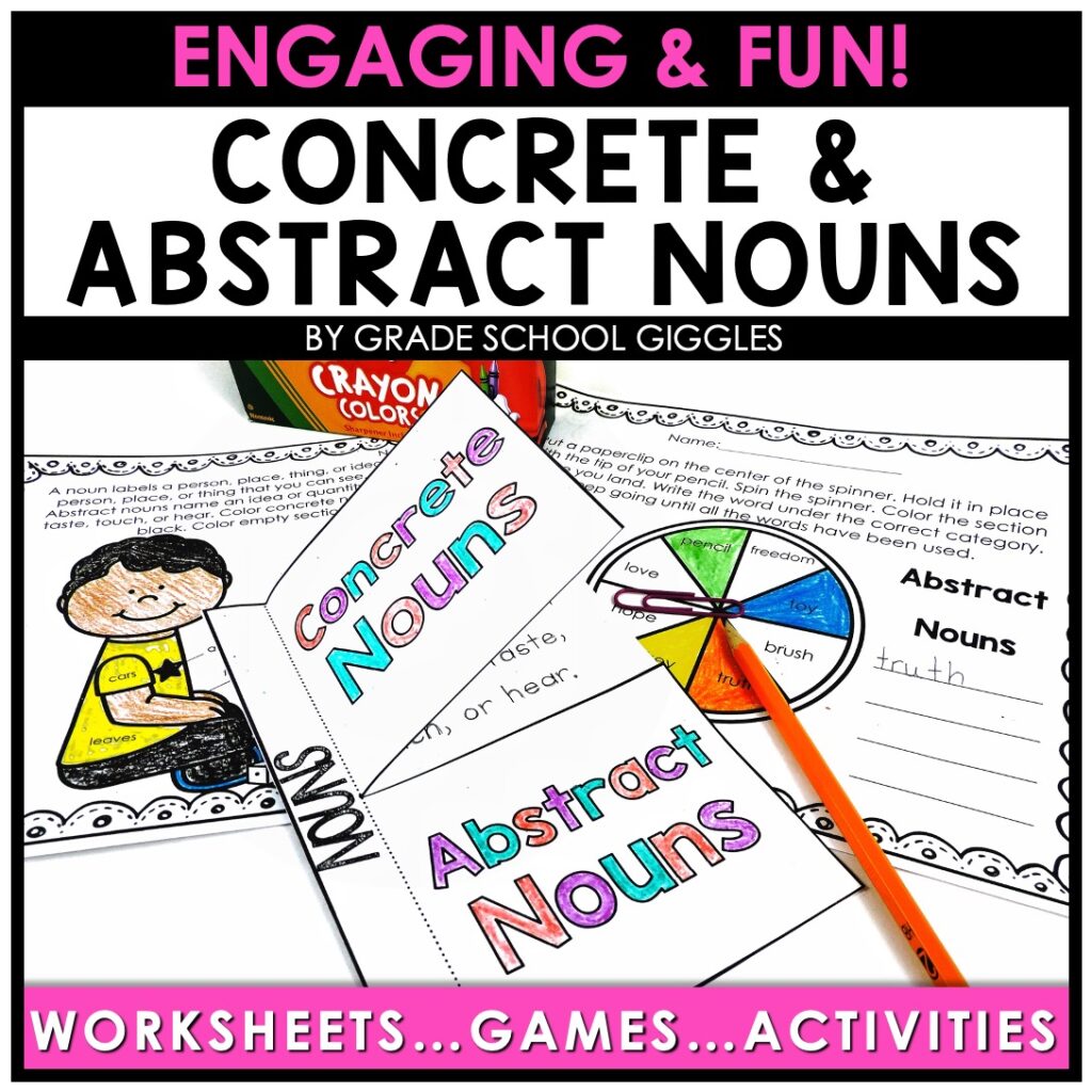 Parts of Speech Printables - Concrete and Abstract Nouns