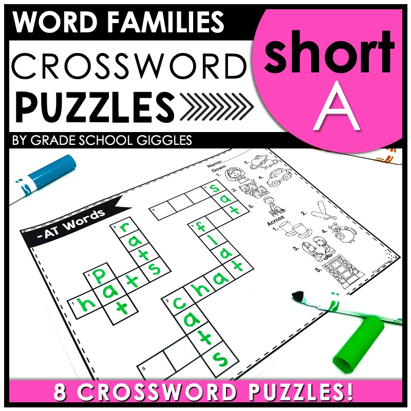 Short A Word Families Crossword Puzzles