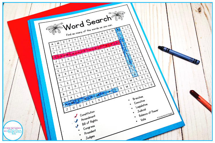 Free Word Search Activity For The Constitution Of The United States