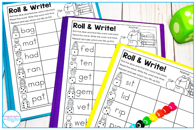 Free Roll And Write Games For Short Vowel CVC Words