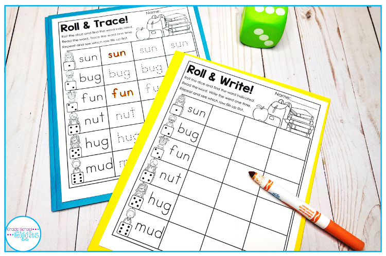 Free Short Vowel CVC Word Roll And Write Games