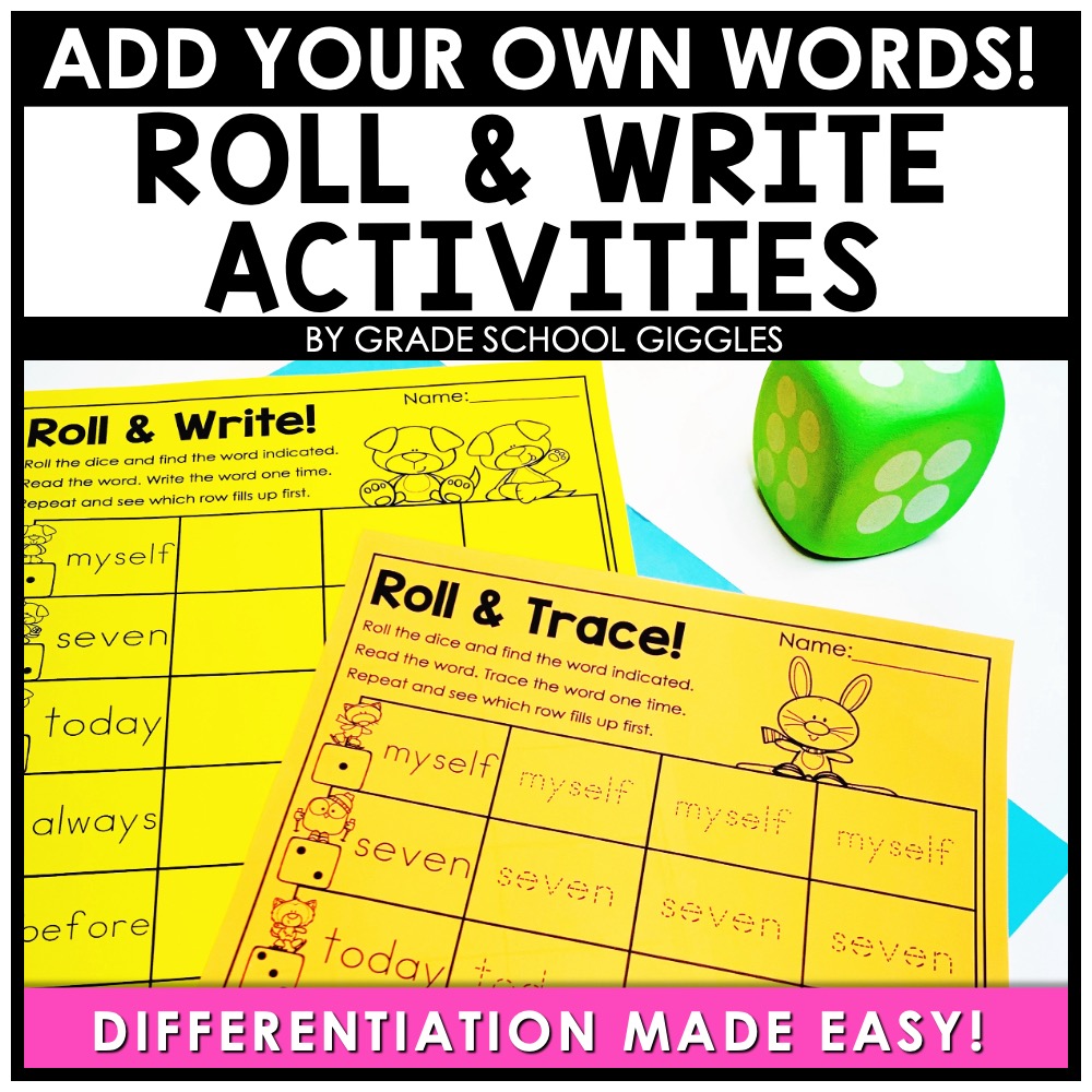 Editable Roll And Write Games - Add Your Own Words