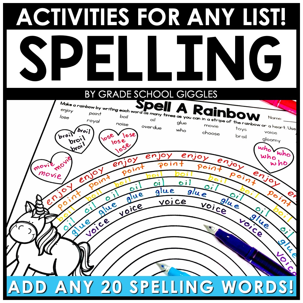 Editable Spelling Activities For Any List Of 20 Words