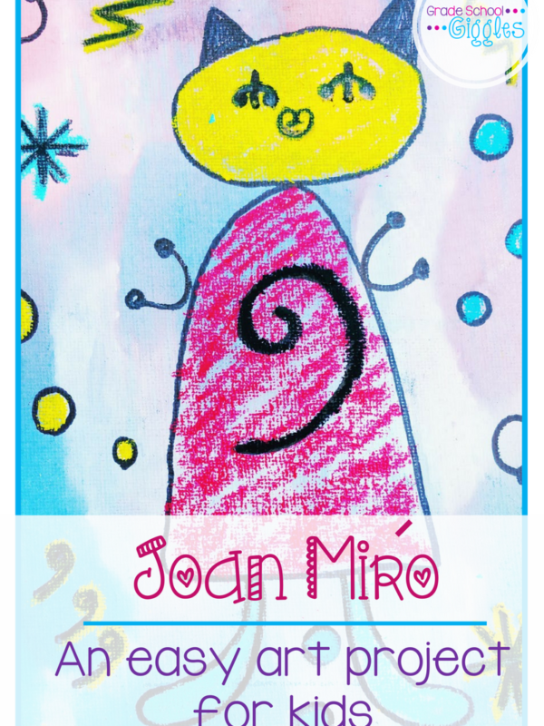 Artwork by Joan Miro is colorful, fun, and playful. It’s a perfect source of inspiration for art projects for kids. This easy watercolor and mixed media project combines drawing and painting. It lets kids get creative. By using simple abstract lines, easy to draw shapes, and pops of color his style is easily accessible. Each canvas will be unique and awesome. This project is perfect for a group or classroom.