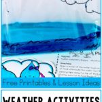 Science lessons should be fun for elementary school kids. That's why I love including these hands-on projects & activities like making a cloud in a bottle & modeling the water cycle in a bag in my weather unit. Get the directions for these weather activities, related worksheets, & a free printable weather log in this blog post. Other free printables in this post include a weather icons poster (sunny, cloudy, rainy, snowy, etc.) & a weather tools poster (anemometer, barometer, wind vane, etc.)