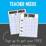 Checklists help with classroom management and organization. That's why every teacher needs these 7 free printable checklists. Whether it's your first year teaching or your tenth, checklists are a tool that makes it easy to track things like the standards you've covered, the prep you'll need to do as you write your lesson plans, important daily and weekly to-do lists, which kids have completed individual assessments or mastered specific learning goals. Get the template and make organizing easy.