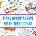 I used to dread teaching my students to identify common and proper nouns. Then, I shifted my lessons away from the workbook and started looking for ways to teach grammar with engaging activities instead. I started using interactive worksheets, partner games, centers, etc. Cut and paste exercises, word sort activities, craftivity projects, and coloring pages engaged my students. Grammar was finally fun!