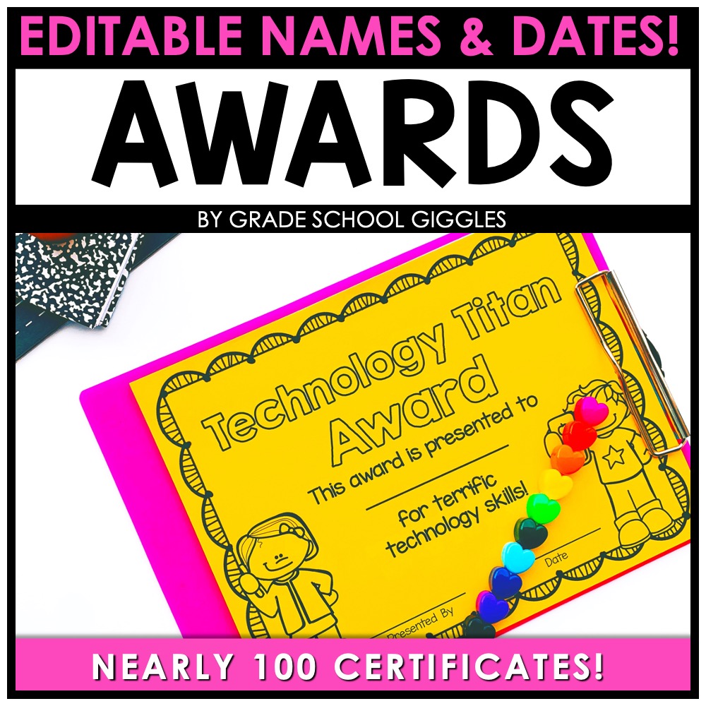 Editable End Of The Year Awards For Students