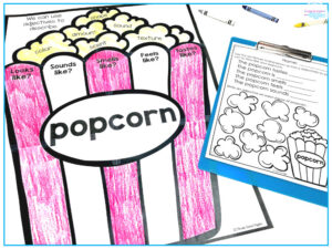 Adjective Anchor Chart - Popcorn Description Activity