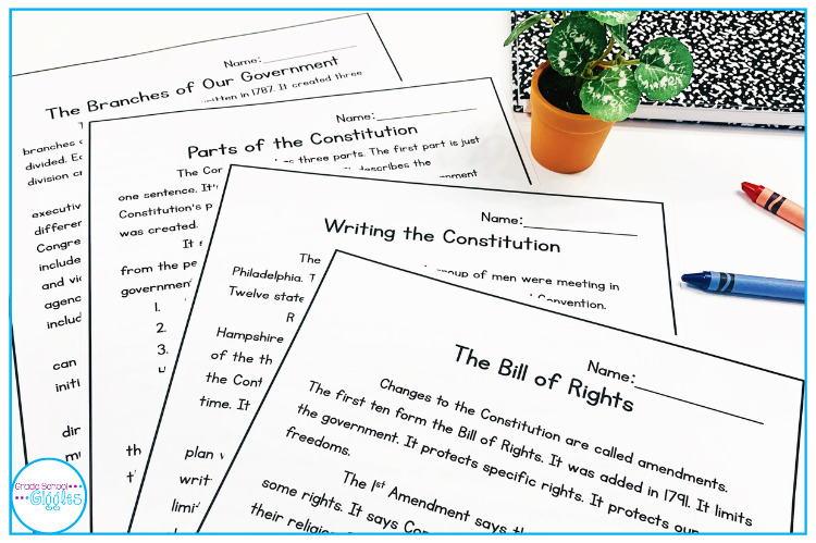 Constitution Reading Comprehension Passages