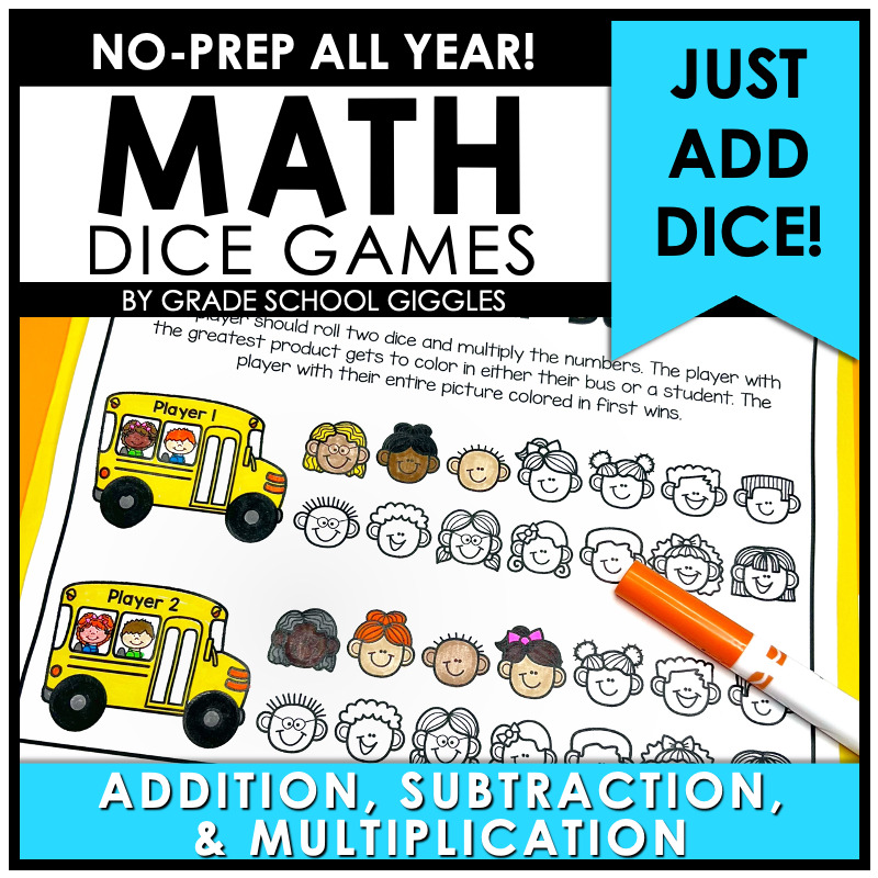 No-Prep Math Dice Games For All Year