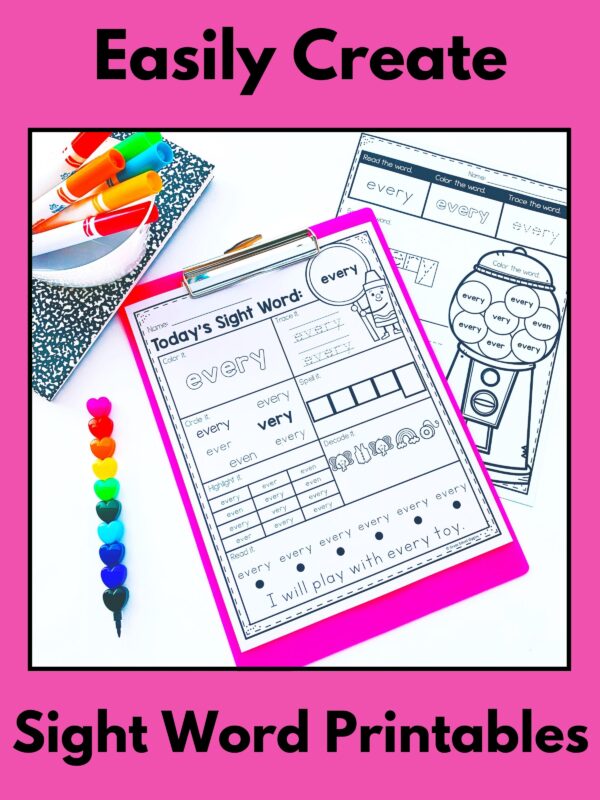 The Easiest Way To Create Sight Word Printables