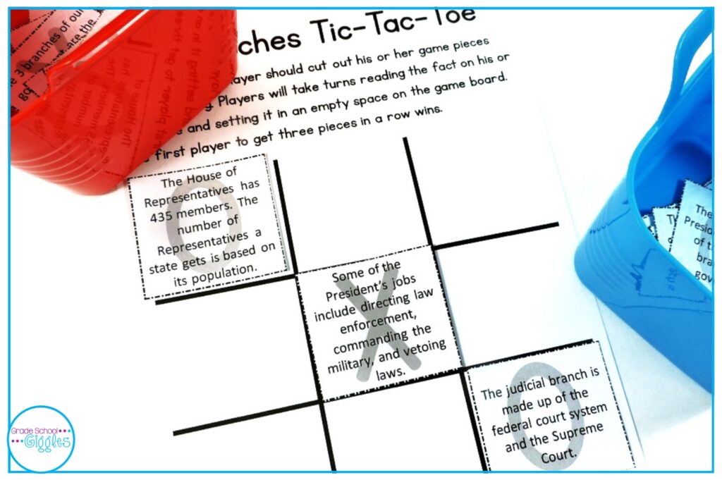 Three Branches of Government Tic-Tac-Toe Game