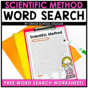 Scientific Method Word Search: Beginning Of Year Science Vocabulary Activities