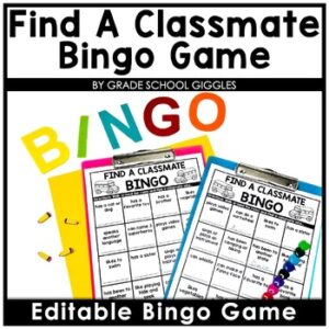 Find Someone Who Back To School Activity: Classmate Bingo, Find A Friend Bingo