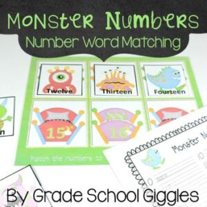 Matching Numbers and Number Words Center Activity And Worksheets | Numbers to 30