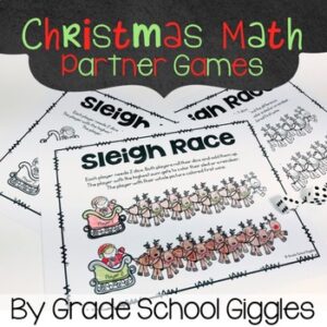 Christmas Math Games, No Prep Dice Game: Fun Addition Subtraction Multiplication