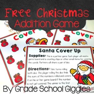 Free Bump Math Dice Game | Santa | Christmas Game for Addition | Sums up to 12